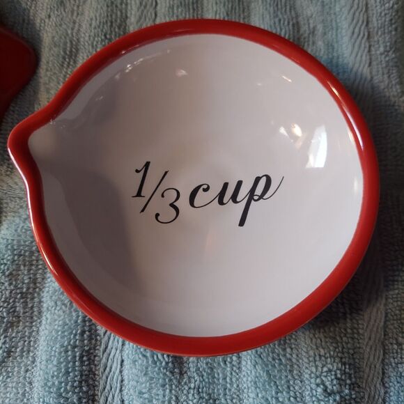 Mary Lake-Thompson Ceramic Measuring Cups Red Nesting One Hundred 80 Degrees - Picture 6 of 10